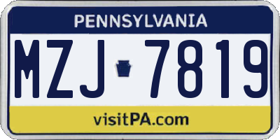 PA license plate MZJ7819