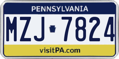 PA license plate MZJ7824