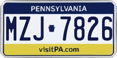 PA license plate MZJ7826