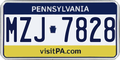PA license plate MZJ7828