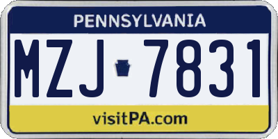PA license plate MZJ7831