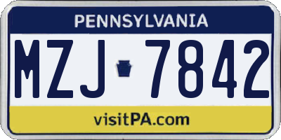 PA license plate MZJ7842