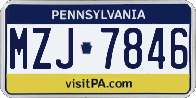 PA license plate MZJ7846
