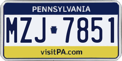 PA license plate MZJ7851