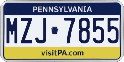 PA license plate MZJ7855