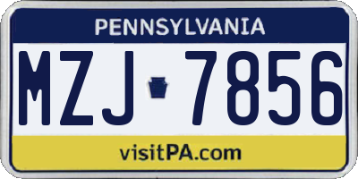 PA license plate MZJ7856