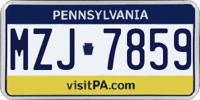 PA license plate MZJ7859