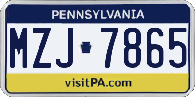 PA license plate MZJ7865