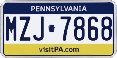PA license plate MZJ7868