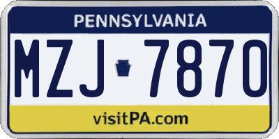 PA license plate MZJ7870