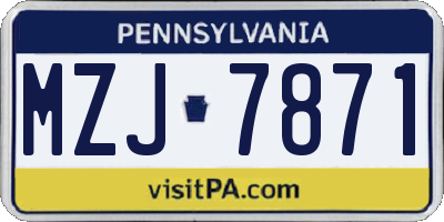 PA license plate MZJ7871
