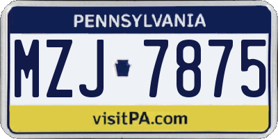 PA license plate MZJ7875