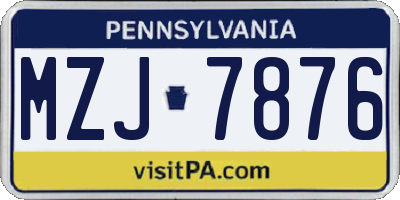 PA license plate MZJ7876