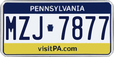 PA license plate MZJ7877