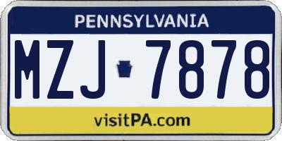 PA license plate MZJ7878
