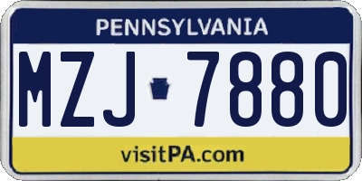 PA license plate MZJ7880
