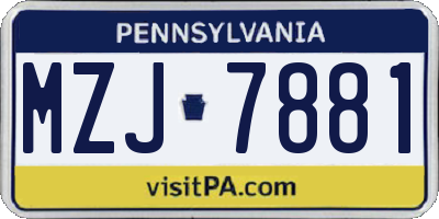 PA license plate MZJ7881