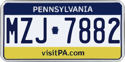 PA license plate MZJ7882