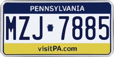 PA license plate MZJ7885