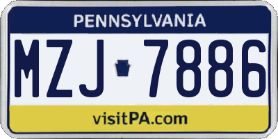 PA license plate MZJ7886