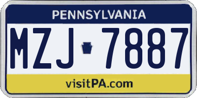 PA license plate MZJ7887