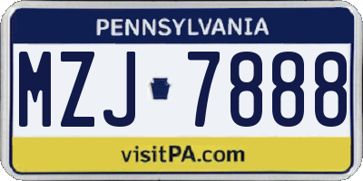 PA license plate MZJ7888