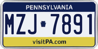 PA license plate MZJ7891