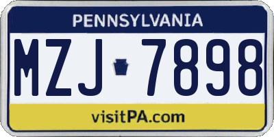 PA license plate MZJ7898