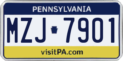 PA license plate MZJ7901
