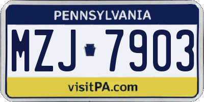PA license plate MZJ7903