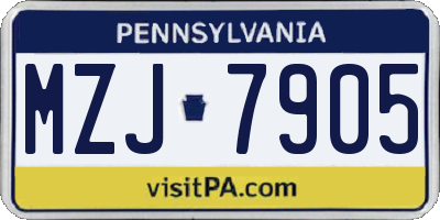 PA license plate MZJ7905