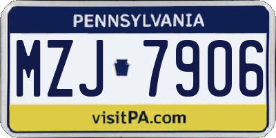 PA license plate MZJ7906