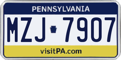 PA license plate MZJ7907