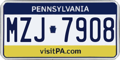 PA license plate MZJ7908