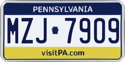 PA license plate MZJ7909