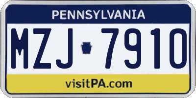 PA license plate MZJ7910