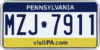 PA license plate MZJ7911