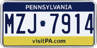 PA license plate MZJ7914