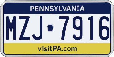 PA license plate MZJ7916