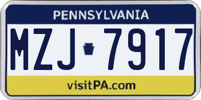 PA license plate MZJ7917