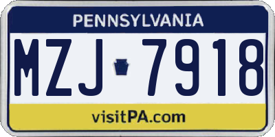 PA license plate MZJ7918