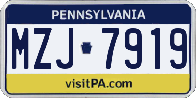 PA license plate MZJ7919