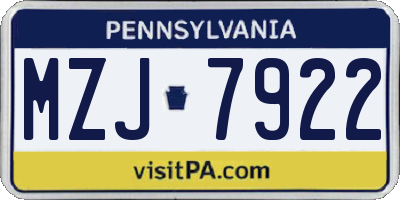 PA license plate MZJ7922