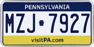 PA license plate MZJ7927