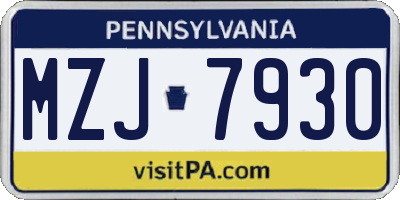 PA license plate MZJ7930