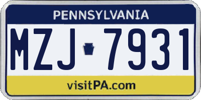 PA license plate MZJ7931