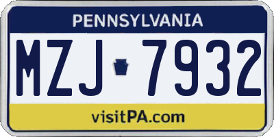PA license plate MZJ7932