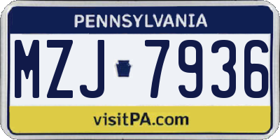 PA license plate MZJ7936