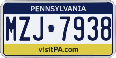 PA license plate MZJ7938