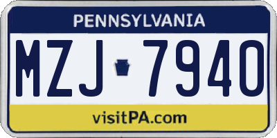 PA license plate MZJ7940